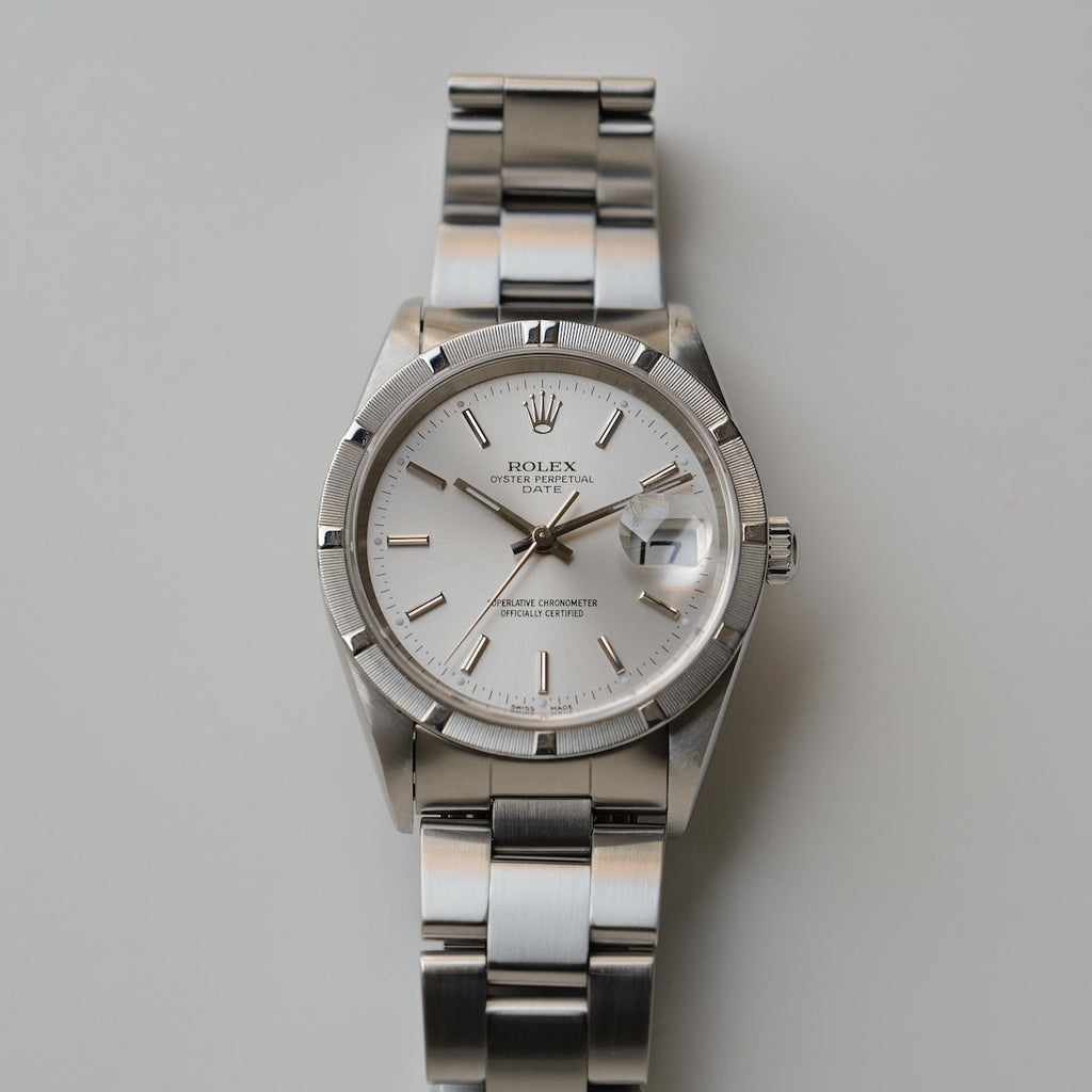 ロレックス/オイスターパーペチュアルデイト15210/K番/シルバーダイヤル/保証書付き/ROLEX OYSTER PERPETUAL DATE REF.15210 SILVER DIAL 2001 with Paper