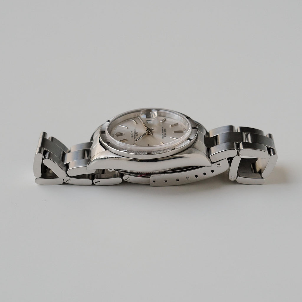 ロレックス/オイスターパーペチュアルデイト15210/K番/シルバーダイヤル/保証書付き/ROLEX OYSTER PERPETUAL DATE REF.15210 SILVER DIAL 2001 with Paper