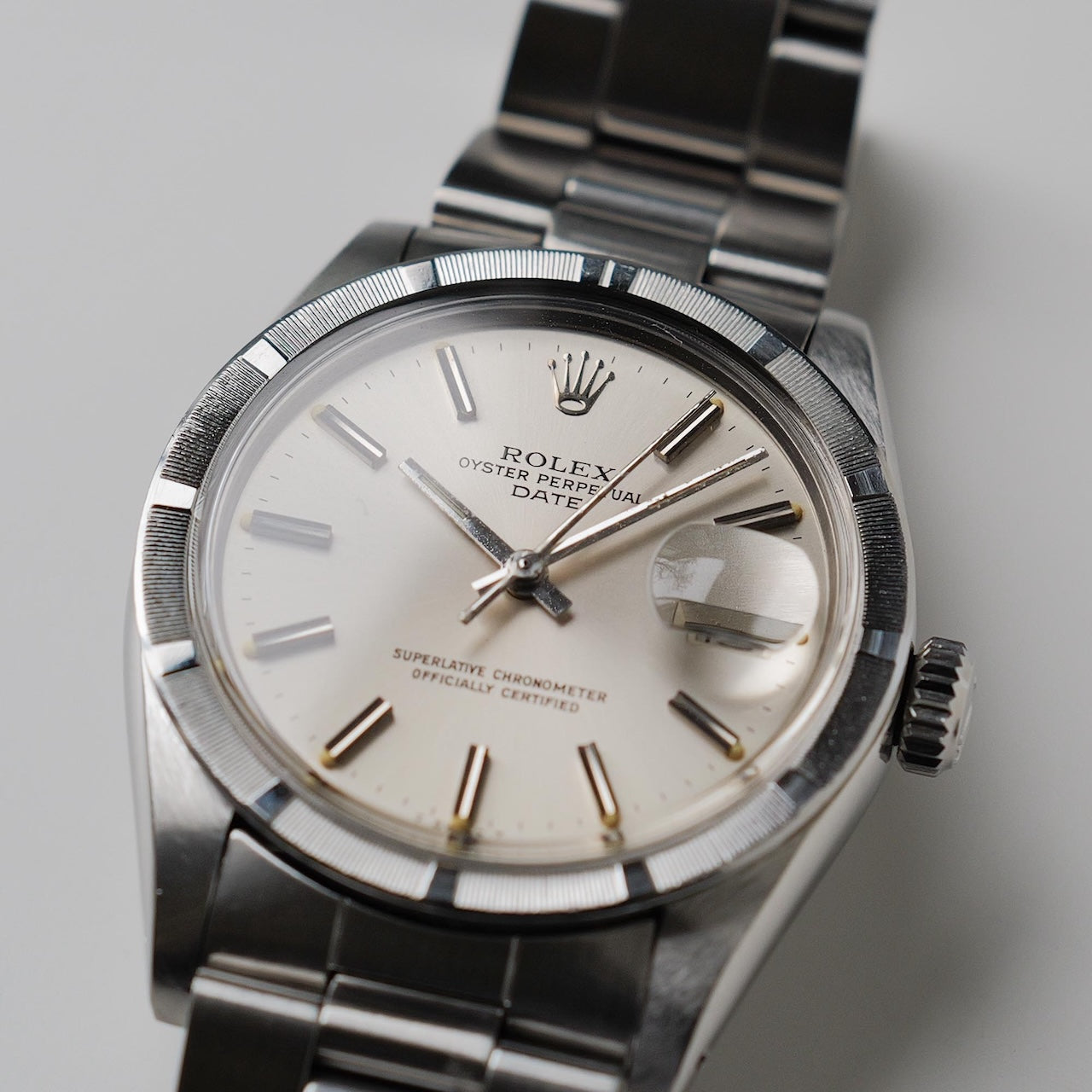 ロレックス/オイスターパーペチュアル デイト1501/シルバーダイヤル/エンジンターンドベゼル/ROLEX OYSTER PERPETUAL DATE REF.1501 SILVER DIAL 1978-79Y