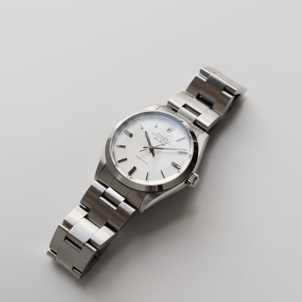 ロレックス/エアキング5500/シルバーダイヤル/裏蓋シール/元箱・保証書つき/ROLEX AIR-KING Ref.5500 "Silver Dial" 1982-1983Y with Box and Paper