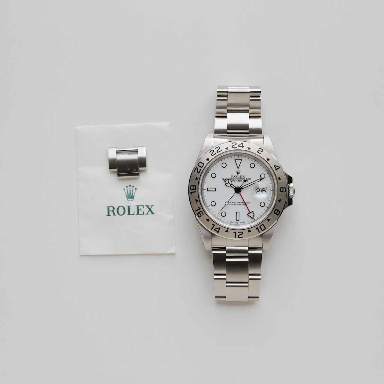 ロレックス/エクスプローラー2/16570/S番/パティーナ/艶あり/白文字盤/オールトリチウム/裏蓋シール/ROLEX EXPLORER2 Ref.16570 "Patina Dial" White Dial Like a Porcelain 1993-94y