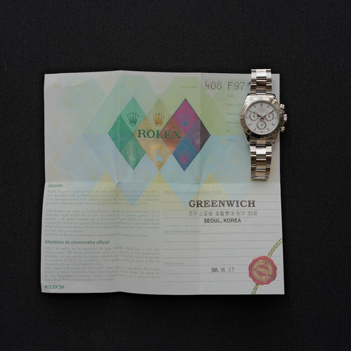 ロレックス/デイトナ116520/白文字盤/F番/保証書付き/ROLEX DAYTONA REF.116520 White Dial 2003-04 with Paper