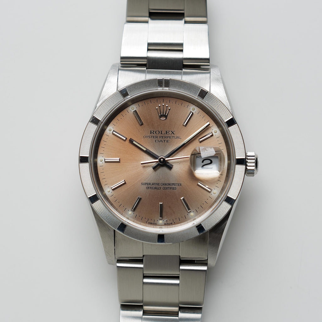 ロレックス/オイスター パーペチュアル デイト 15210/U番/トロピカル/シルバーダイヤル/保証書付き/ROLEX OYSTER PERPETUAL DATE REF.15210 "TROPICAL" SILVER DIAL 1997-98 with Paper