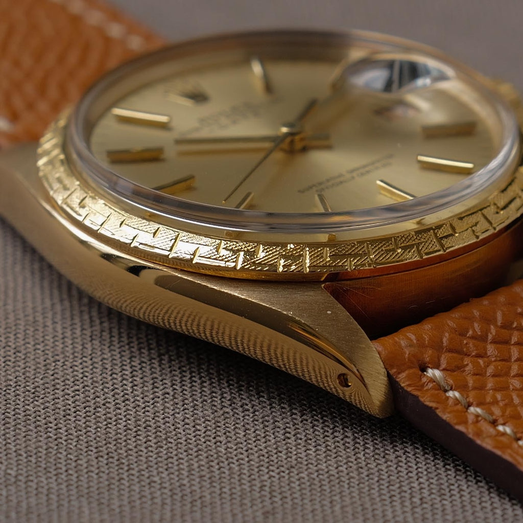 ロレックス/オイスター パーペチュアル デイト 1504/8/モローベゼル/夜光なし/18Kイエローゴールド/ROLEX OYSTER PERPETUAL DATE REF.1504/8 "Moreau Bezel" 18KYG 1970y