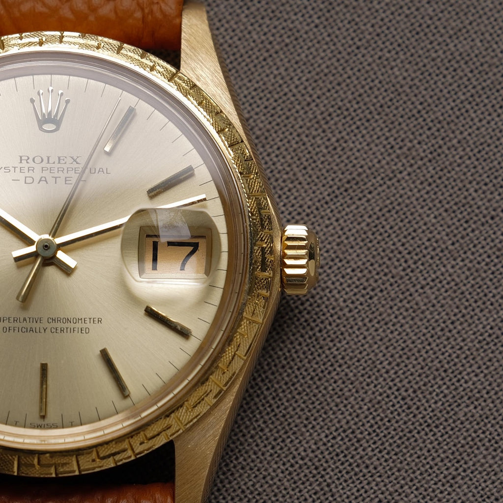 ロレックス/オイスター パーペチュアル デイト 1504/8/モローベゼル/夜光なし/18Kイエローゴールド/ROLEX OYSTER PERPETUAL DATE REF.1504/8 "Moreau Bezel" 18KYG 1970y