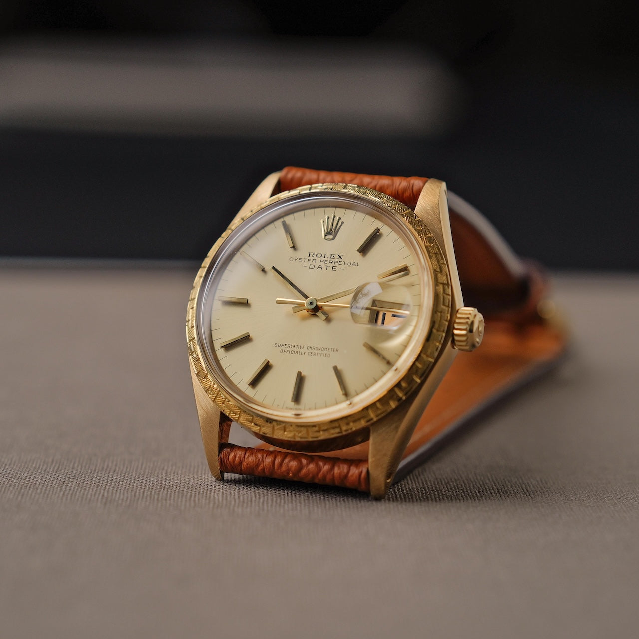 ロレックス/オイスター パーペチュアル デイト 1504/8/モローベゼル/夜光なし/18Kイエローゴールド/ROLEX OYSTER PERPETUAL DATE REF.1504/8 "Moreau Bezel" 18KYG 1970y
