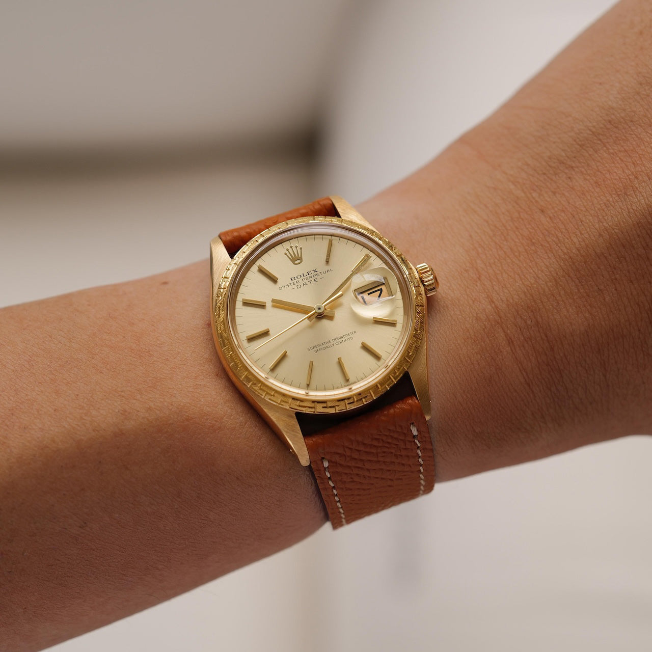 ロレックス/オイスター パーペチュアル デイト 1504/8/モローベゼル/夜光なし/18Kイエローゴールド/ROLEX OYSTER PERPETUAL DATE REF.1504/8 "Moreau Bezel" 18KYG 1970y