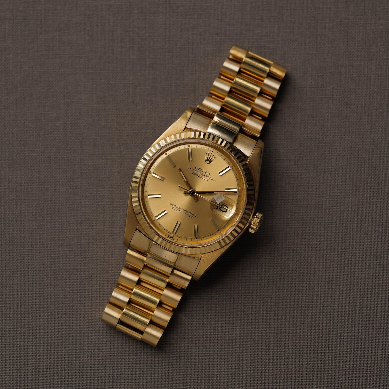 ロレックス/デイトジャスト1601/8/18KYGジャパンブレス/箱等付属/ROLEX DATEJUST REF.1601/8 18KYG "JAPAN PRESIDENT BRACELET" 1976-77