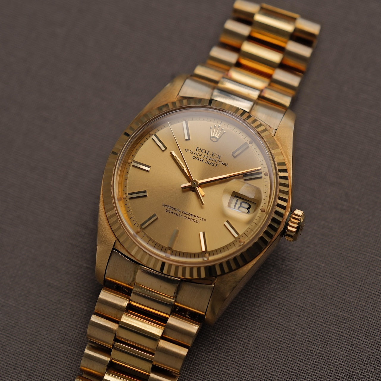 ロレックス/デイトジャスト1601/8/18KYGジャパンブレス/箱等付属/ROLEX DATEJUST REF.1601/8 18KYG "JAPAN PRESIDENT BRACELET" 1976-77