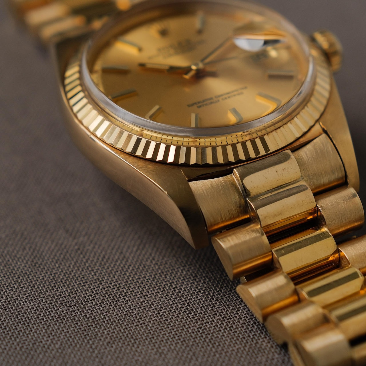 ロレックス/デイトジャスト1601/8/18KYGジャパンブレス/箱等付属/ROLEX DATEJUST REF.1601/8 18KYG "JAPAN PRESIDENT BRACELET" 1976-77