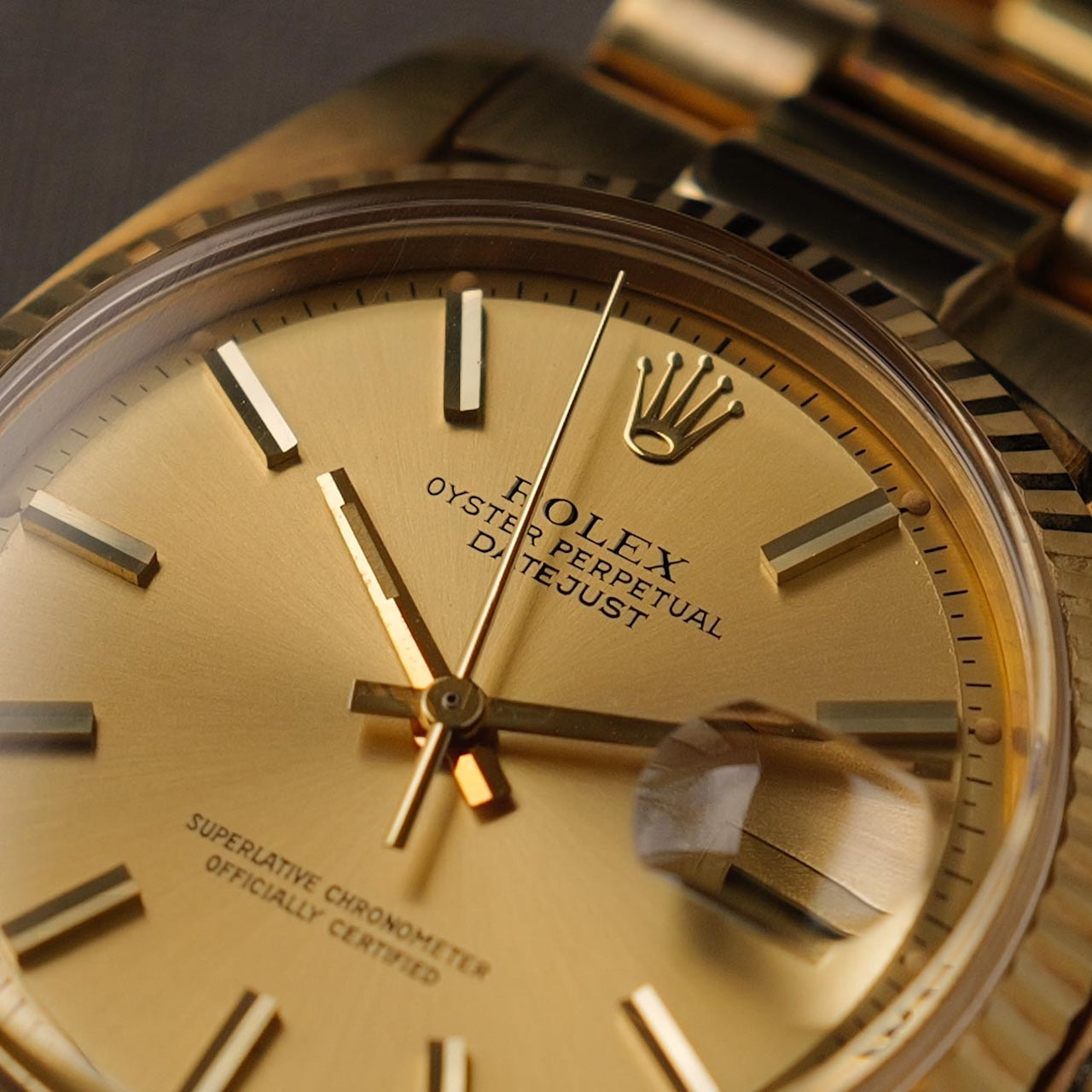 ロレックス/デイトジャスト1601/8/18KYGジャパンブレス/箱等付属/ROLEX DATEJUST REF.1601/8 18KYG "JAPAN PRESIDENT BRACELET" 1976-77