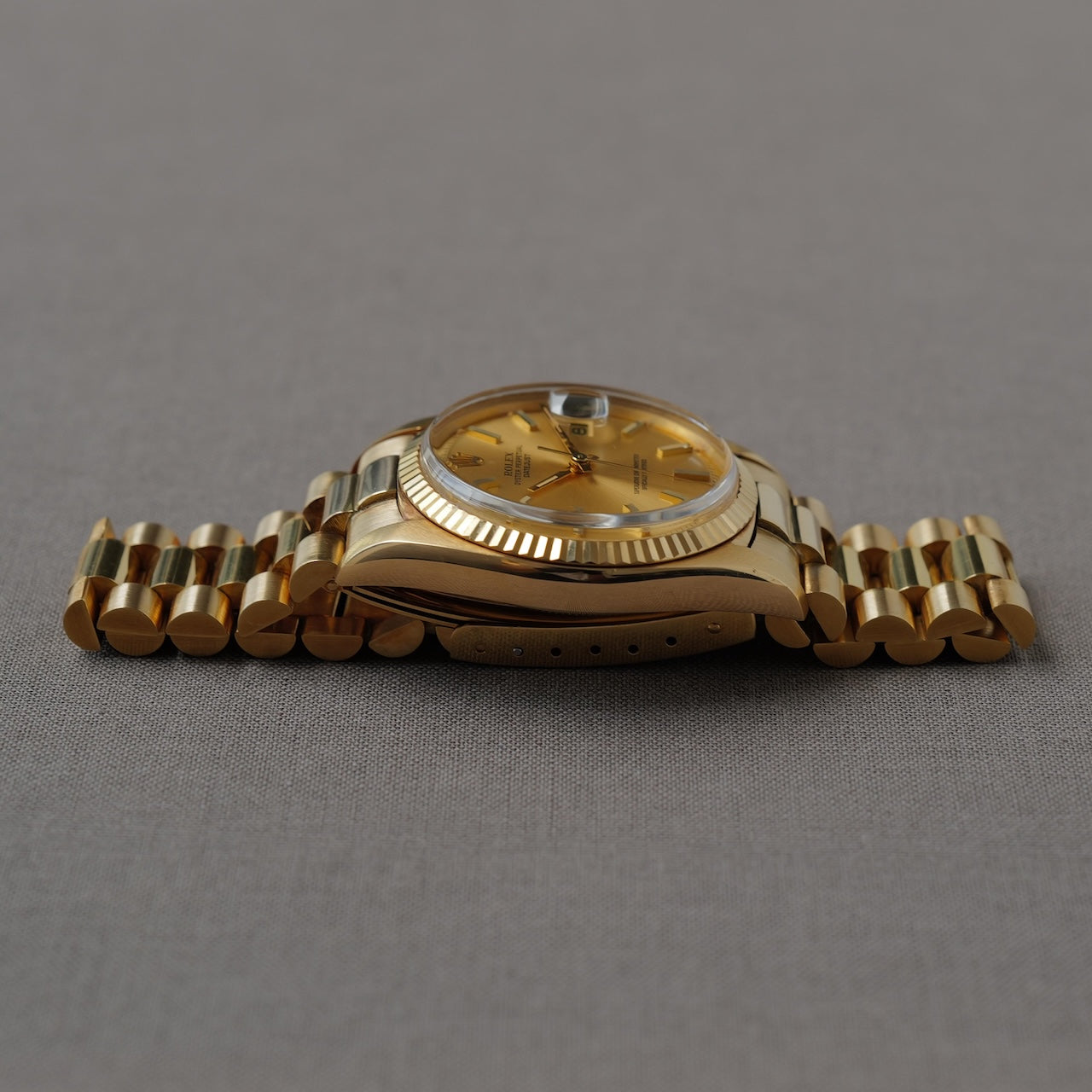 ロレックス/デイトジャスト1601/8/18KYGジャパンブレス/箱等付属/ROLEX DATEJUST REF.1601/8 18KYG "JAPAN PRESIDENT BRACELET" 1976-77