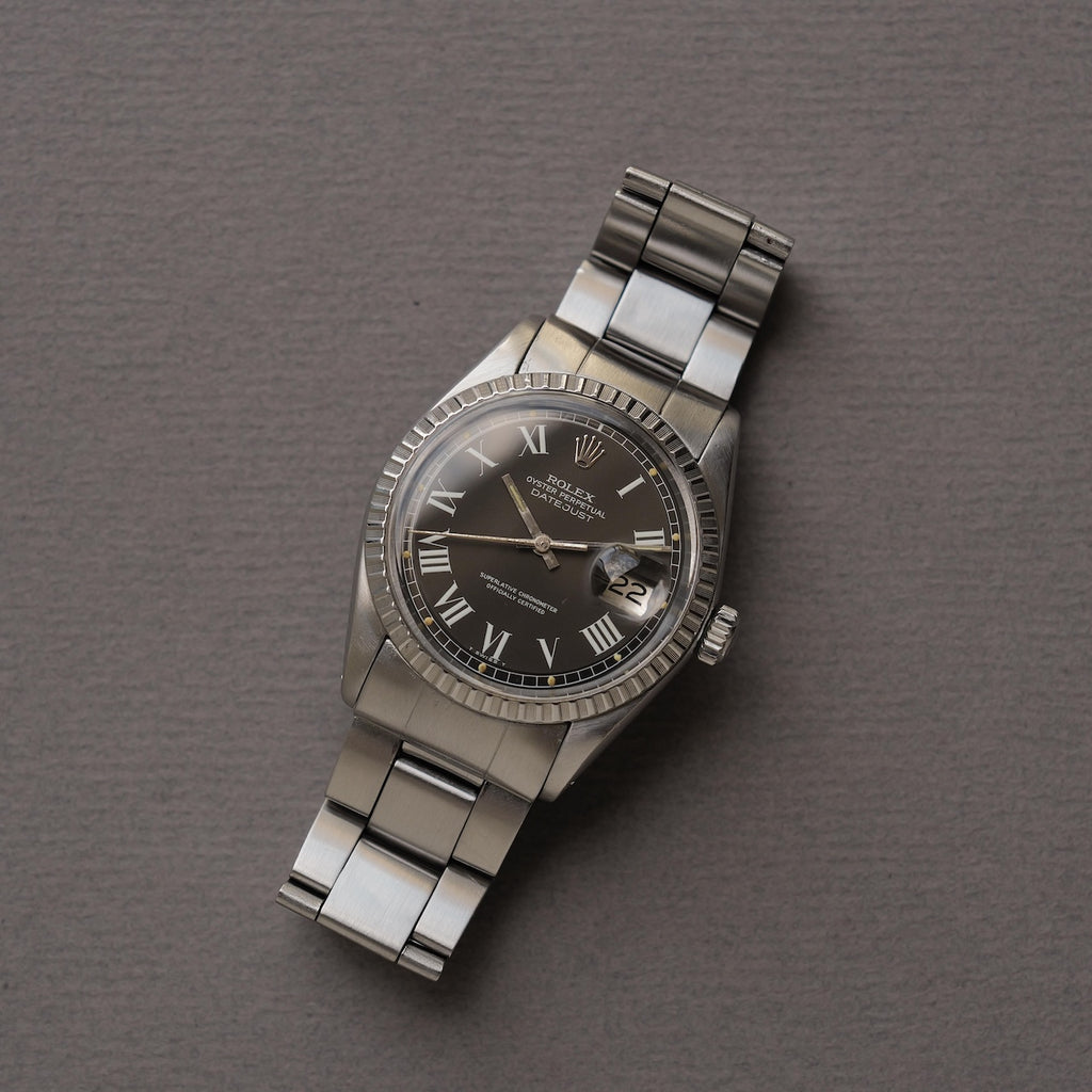 ロレックス/デイトジャスト1603/バックリーダイヤル/グレー/チャコール/ROLEX DATEJUST REF.1603 "Buckley Dial" Grey Charcoal 1976-77y