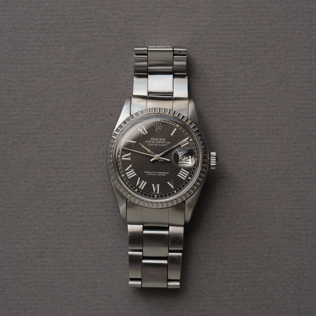 ロレックス/デイトジャスト1603/バックリーダイヤル/グレー/チャコール/ROLEX DATEJUST REF.1603 "Buckley Dial" Grey Charcoal 1976-77y