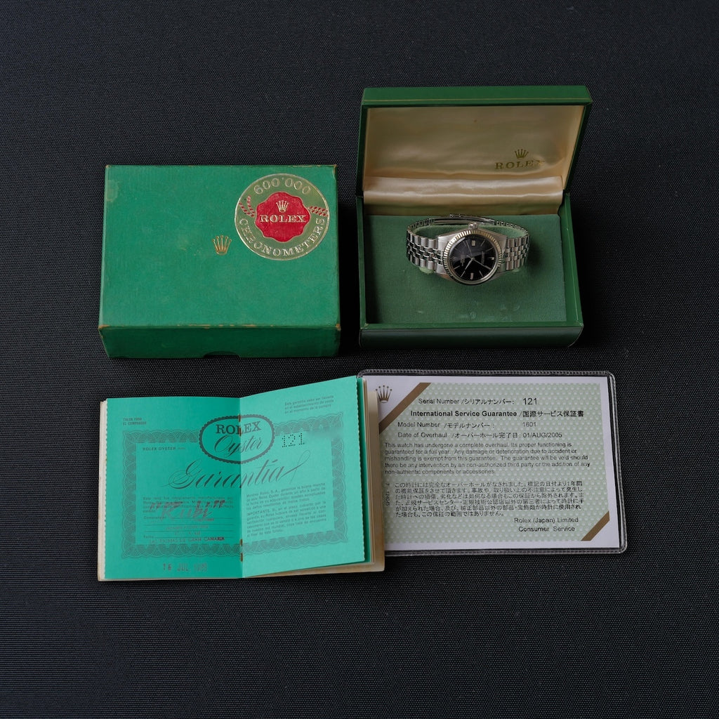 ロレックス/デイトジャスト1601/ミラーダイヤル/ドアストップ/WGベゼル/保証書付き/ROLEX DATEJUST REF.1601 "GILT DIAL" Door stop WG Bezel 1965y with Guarantee