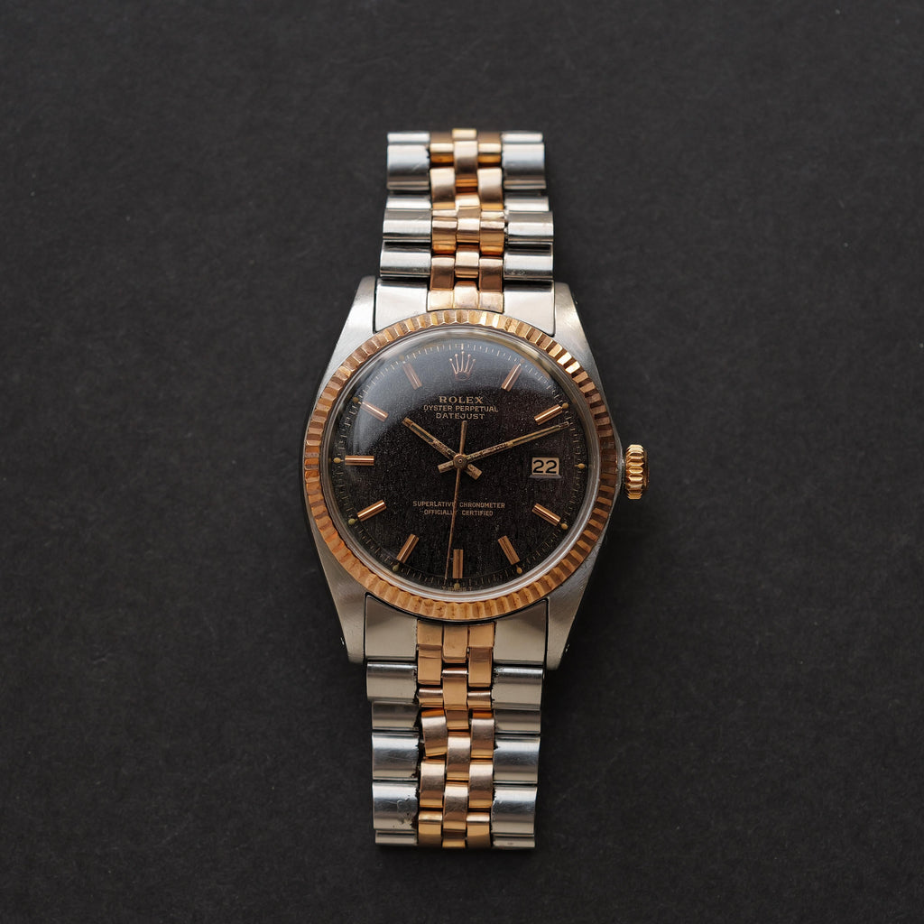 ロレックス/デイトジャスト1601/5/トロピカル/ギルトダイヤル/ピンクゴールド/ROLEX DATEJUST REF.1601/5 "TROPICAL GILT DIAL" Fluted Pink Gold Bezel 1968Y