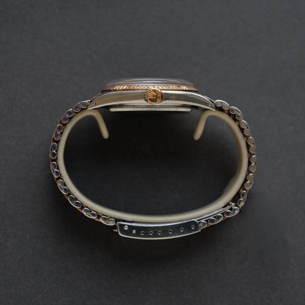 ロレックス/デイトジャスト1601/5/トロピカル/ギルトダイヤル/ピンクゴールド/ROLEX DATEJUST REF.1601/5 "TROPICAL GILT DIAL" Fluted Pink Gold Bezel 1968Y