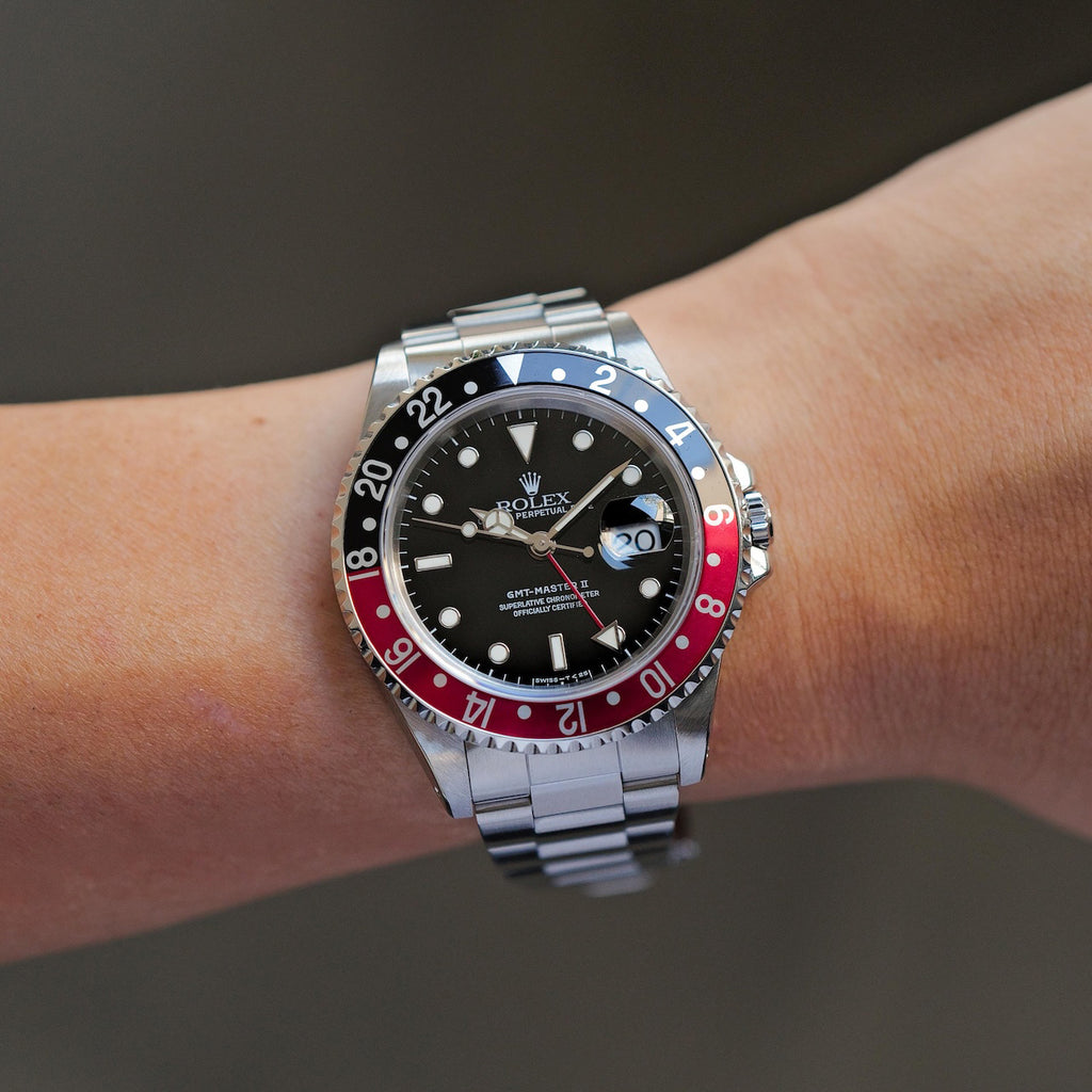 ロレックス/GMTマスター2/16710/T番/コークベゼル/赤黒/箱・保証書付き/ROLEX GMT-MASTER 2 REF.16710 "COKE" Bezel All Tritium 1996y Full Set