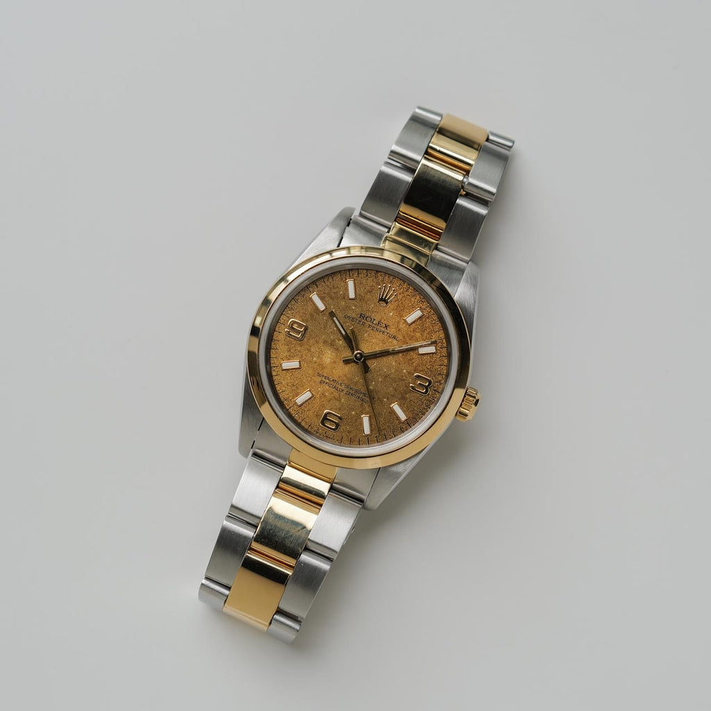 ロレックス/オイスターパーペチュアル14203/S番/トロピカルダイヤル/18Kイエローゴールド/アラビアインデックス/ROLEX OYSTER PERPETUAL REF.14203 "Tropical Dial" Oyster 1993-94y