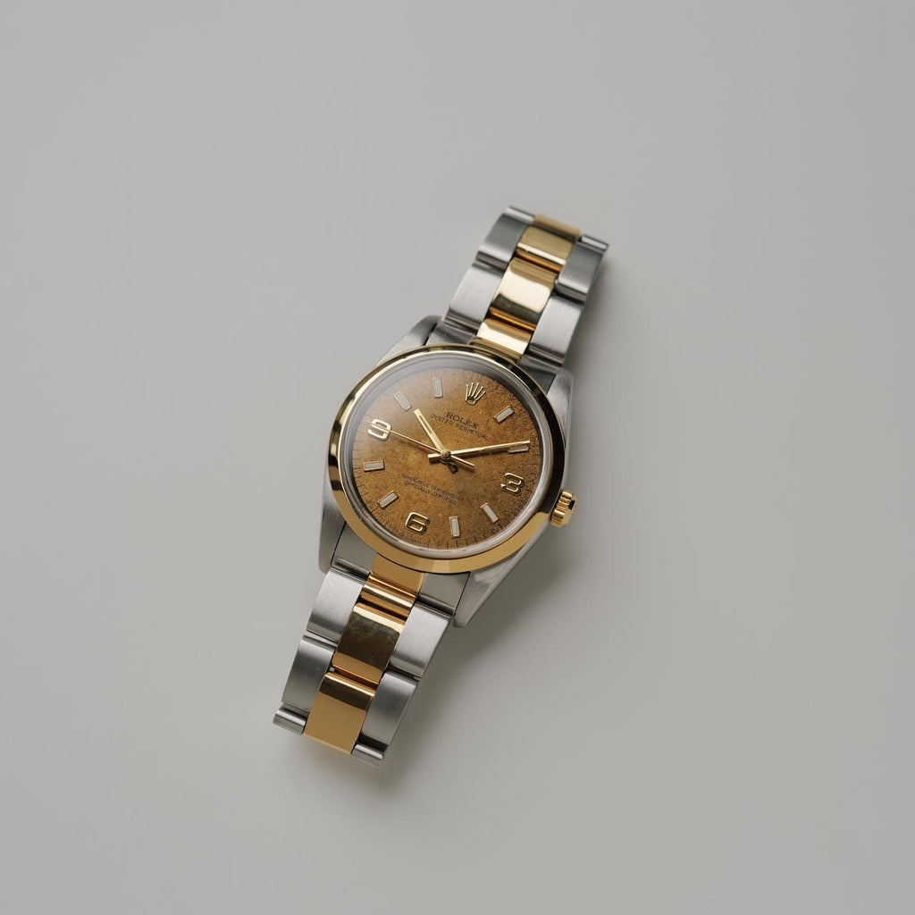 ロレックス/オイスターパーペチュアル14203/S番/トロピカルダイヤル/18Kイエローゴールド/アラビアインデックス/ROLEX OYSTER PERPETUAL REF.14203 "Tropical Dial" Oyster 1993-94y
