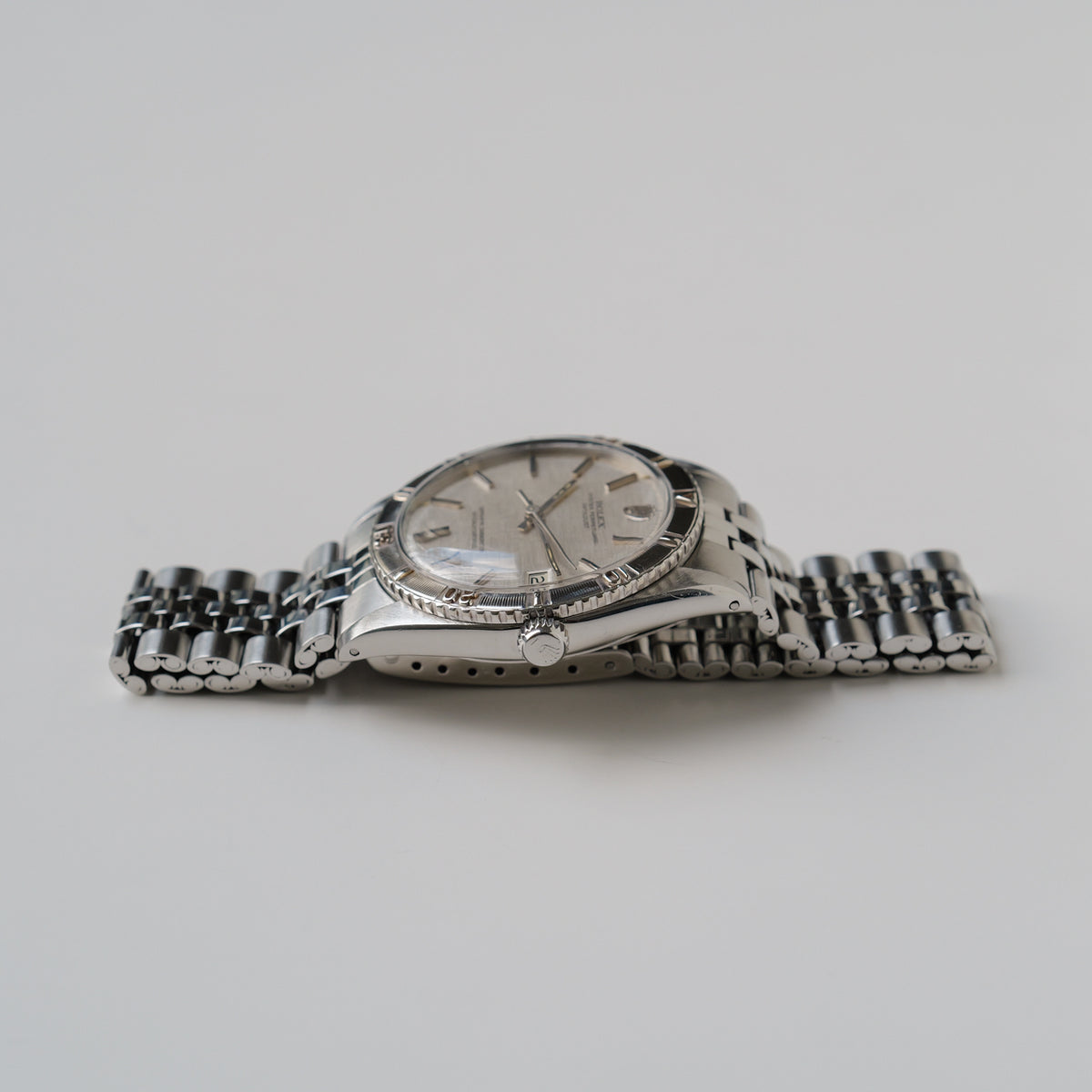 ロレックス/デイトジャスト1625/サンダーバード/リネンダイヤル/WGベゼル/ROLEX DATEJUST THUNDERBIRD REF.1625 Silver "Linen Dial" 1966y