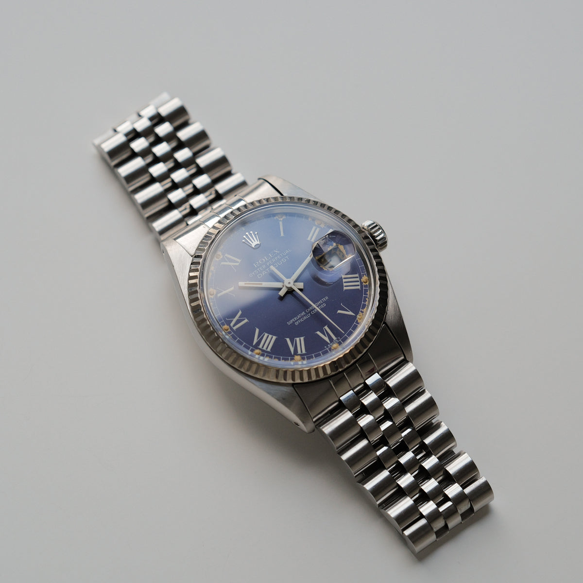 ロレックス/デイトジャスト16014/ブルーバックリー/ローマン/WGベゼル/保証書付き/ROLEX DATEJUST REF.16014 "Blue Buckley Dial" 1985y with Guarantee
