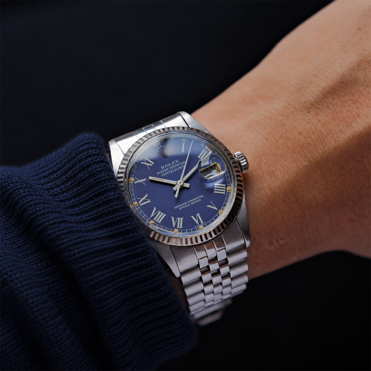 ロレックス/デイトジャスト16014/ブルーバックリー/ローマン/WGベゼル/保証書付き/ROLEX DATEJUST REF.16014 "Blue Buckley Dial" 1985y with Guarantee