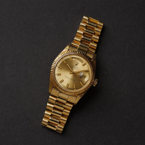 ロレックス/デイデイト1803/8/ワイドボーイ/18Kイエローゴールド/ビッグロゴ/ジャパンブレス/ROLEX DAY-DATE REF.1803/8 "WIDE BOY" 18KYG Big Logo Japan Bracelet 1971-72y