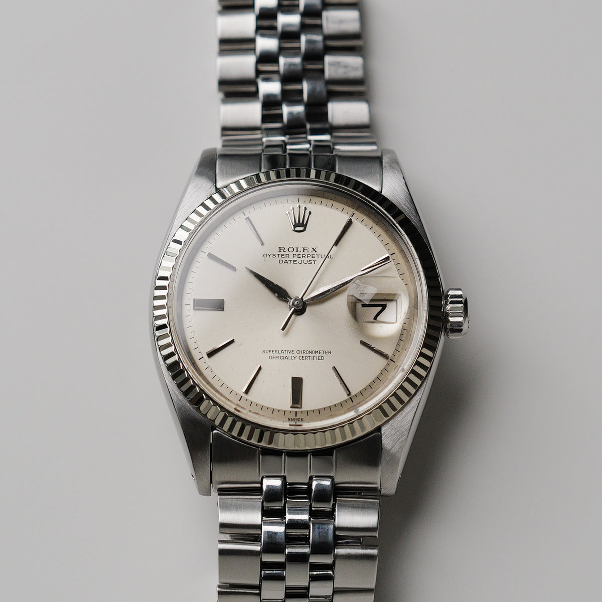 ロレックス/デイトジャスト/ドアストップダイヤル/初期ベゼルシルバーダイヤル/ROLEX DATEJUST REF.1601 "Door Stop" Silver Dial No Lume 1962y