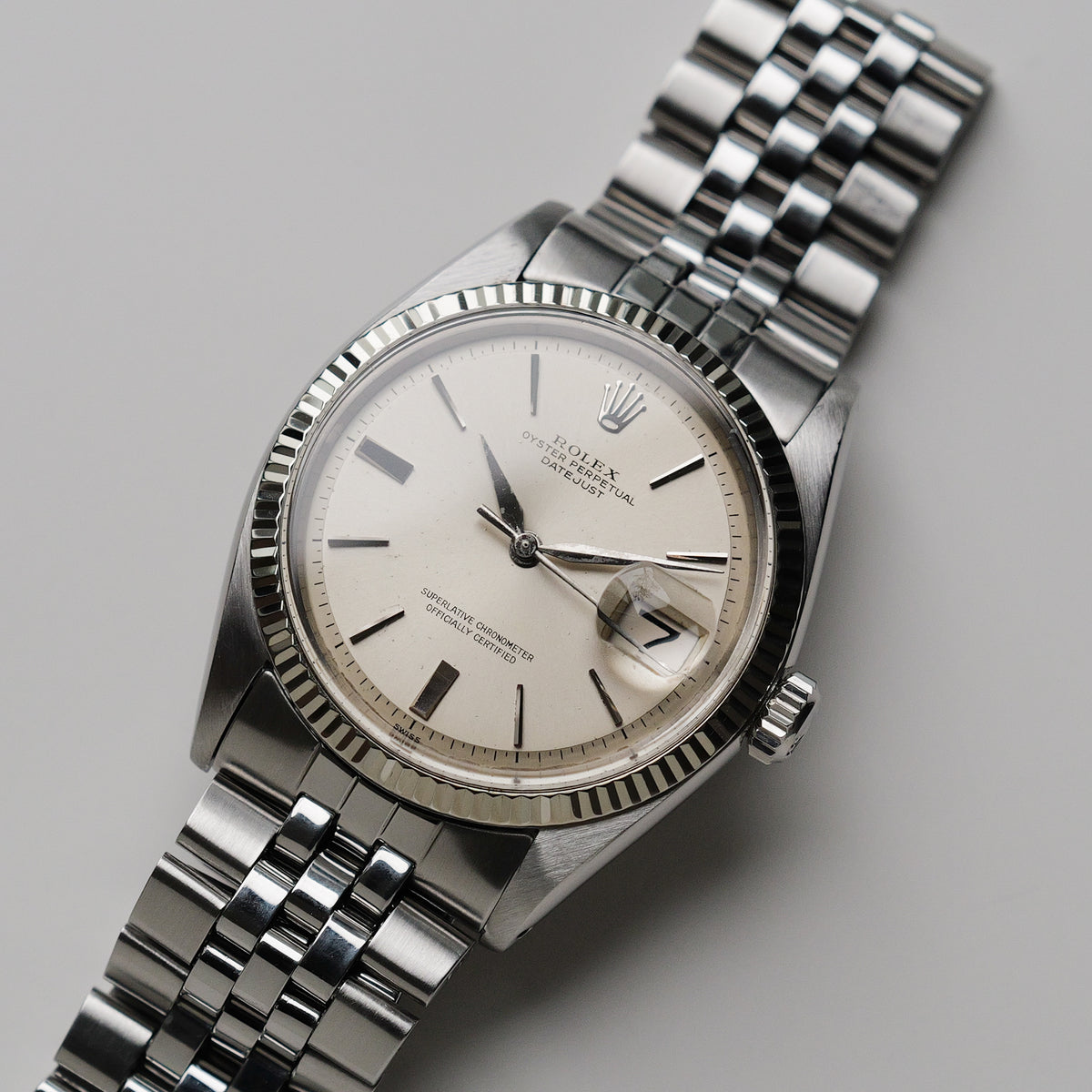 ロレックス/デイトジャスト/ドアストップダイヤル/初期ベゼルシルバーダイヤル/ROLEX DATEJUST REF.1601 "Door Stop" Silver Dial No Lume 1962y