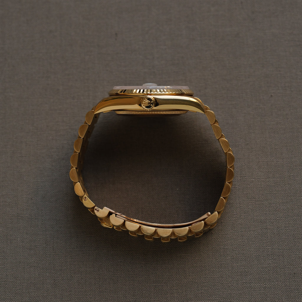 ロレックス/デイデイト18238A/A番/ブラウングラデーション/8Pダイヤ・2Pバゲット/トリチノバ/ROLEX DAY-DATE REF.18238 Brown Vignette Dial 8P Diamond 2P Baguette Tritinova 1998-99y