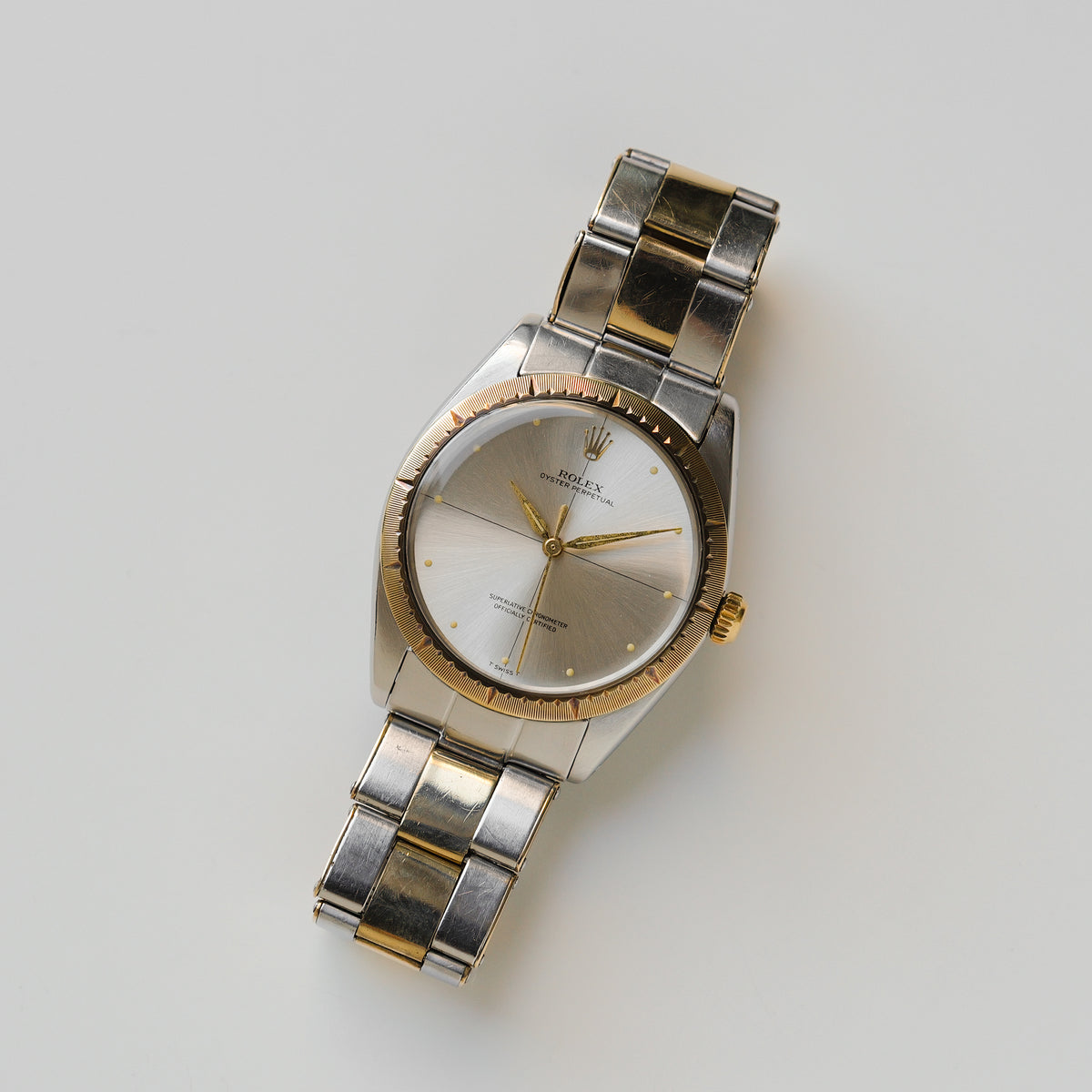 ロレックス/オイスターパーペチュアル1008/ゼファー/SSx18Kイエローゴールド/エクスパンションブレス/1ROLEX OYSTER PERPETUAL REF.1008 "ZEPHYR" Two Tone Expansion Bracelet 1965-66y