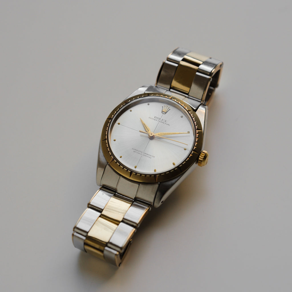 ロレックス/オイスターパーペチュアル1008/ゼファー/SSx18Kイエローゴールド/エクスパンションブレス/1ROLEX OYSTER PERPETUAL REF.1008 "ZEPHYR" Two Tone Expansion Bracelet 1965-66y
