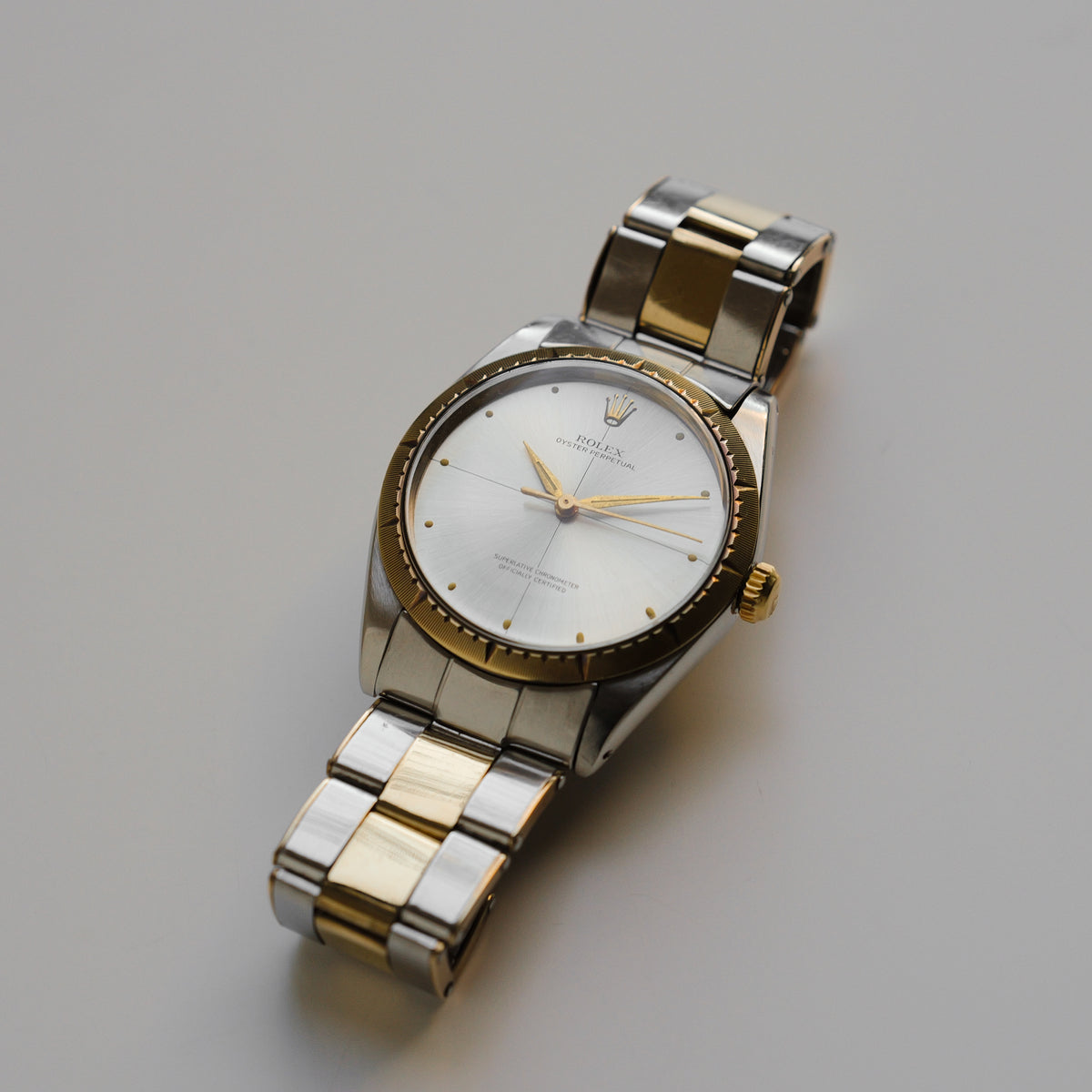 ロレックス/オイスターパーペチュアル1008/ゼファー/SSx18Kイエローゴールド/エクスパンションブレス/1ROLEX OYSTER PERPETUAL REF.1008 "ZEPHYR" Two Tone Expansion Bracelet 1965-66y