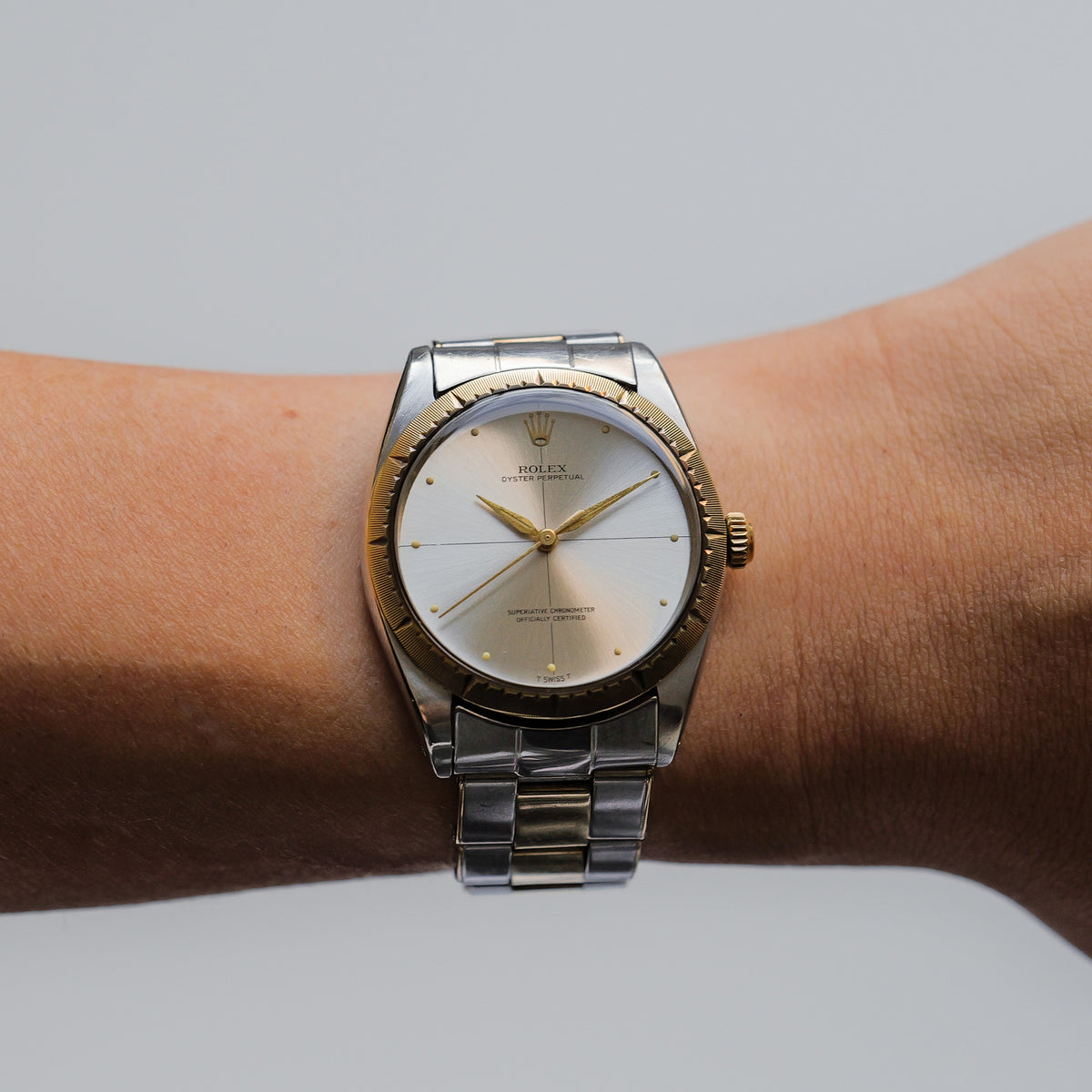 ロレックス/オイスターパーペチュアル1008/ゼファー/SSx18Kイエローゴールド/エクスパンションブレス/1ROLEX OYSTER PERPETUAL REF.1008 "ZEPHYR" Two Tone Expansion Bracelet 1965-66y