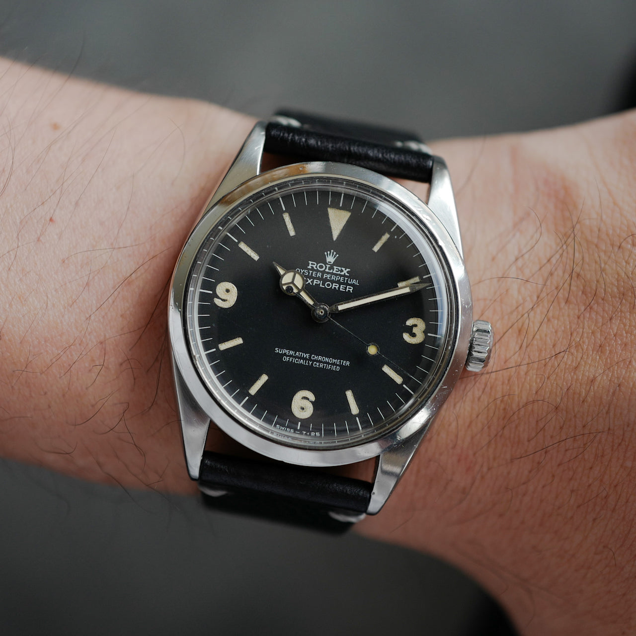 ROLEX ブラックスネークレザーベルト⁄ブラック艶あり