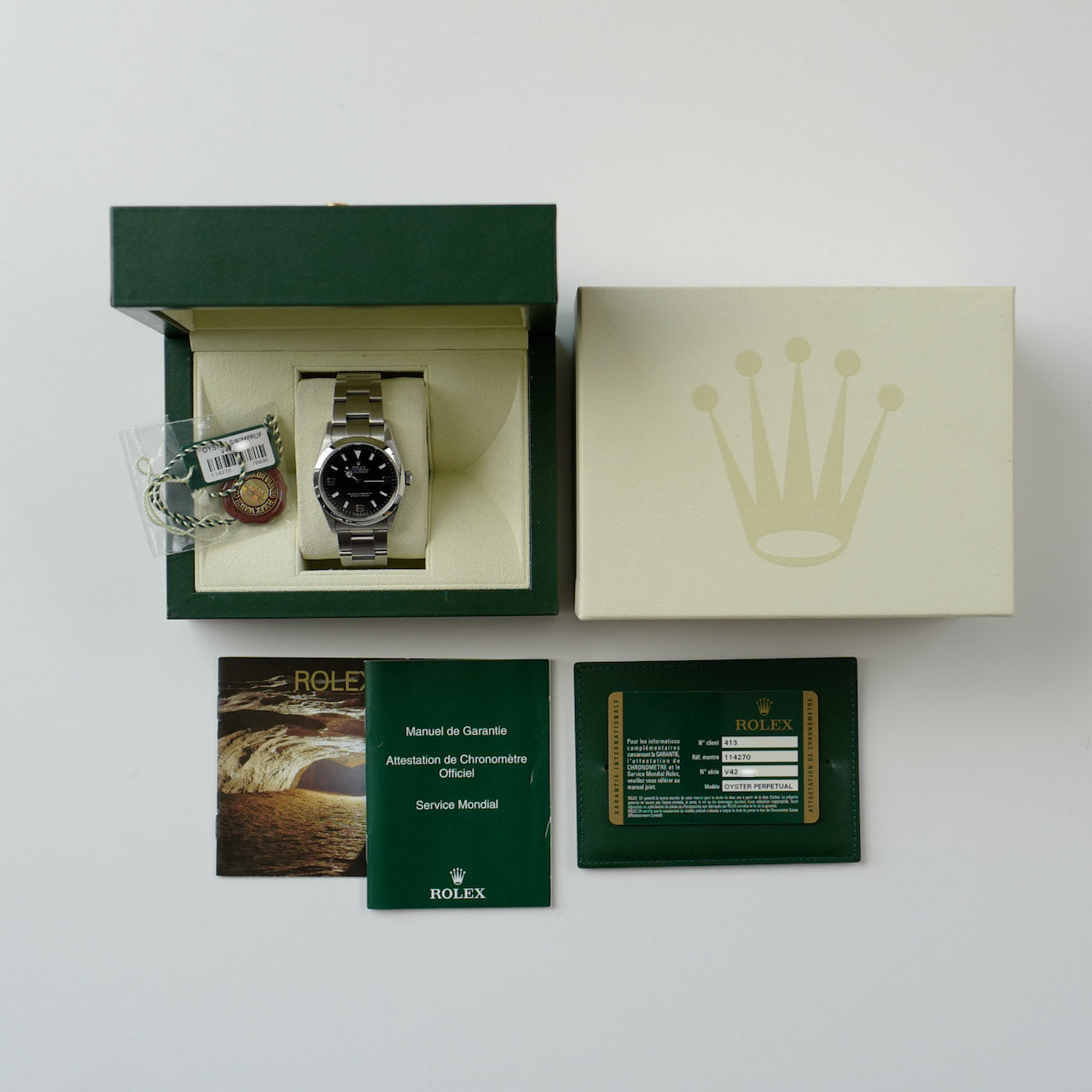 ロレックス/エクスプローラー1/ブラックアウトダイヤル/未研磨フルセット/ROLEX EXPLORER1 Ref.114270V "Black Out" 2009y FULL SET MINT