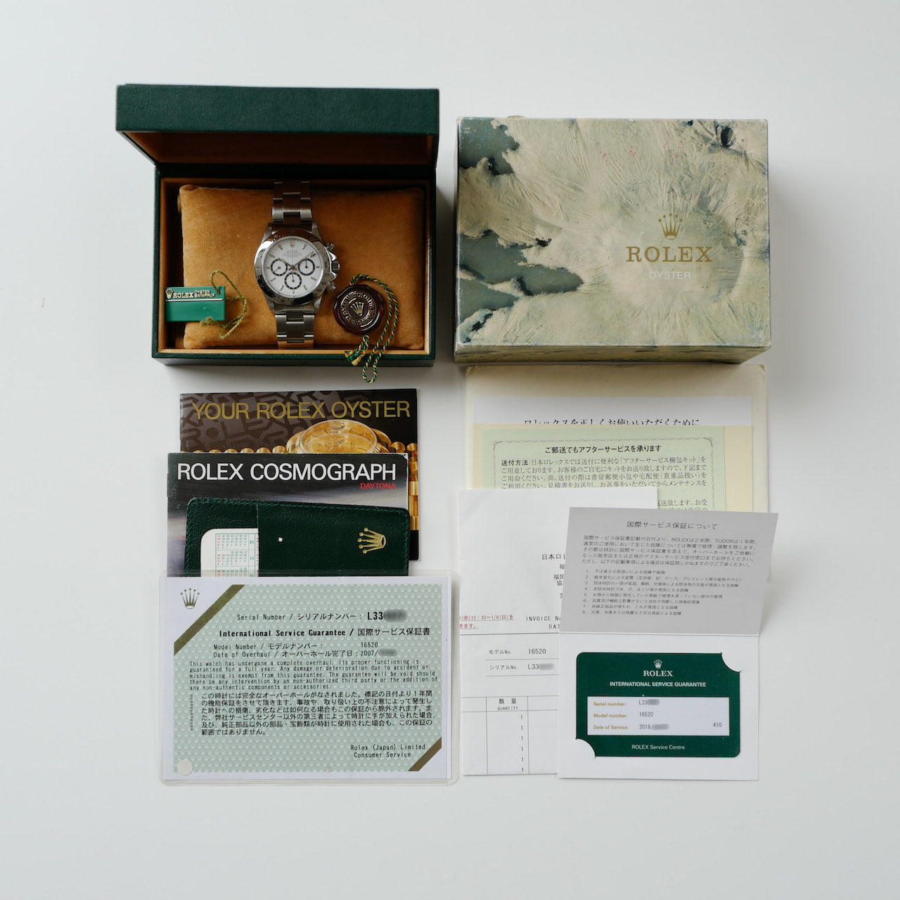 ロレックスデイトナ16520/Mk2,4ライン/逆6シングルバックル/OH証明書/ROLEX DAYTONA Ref.16520L "4 Line Dial" 200タキ 1989y