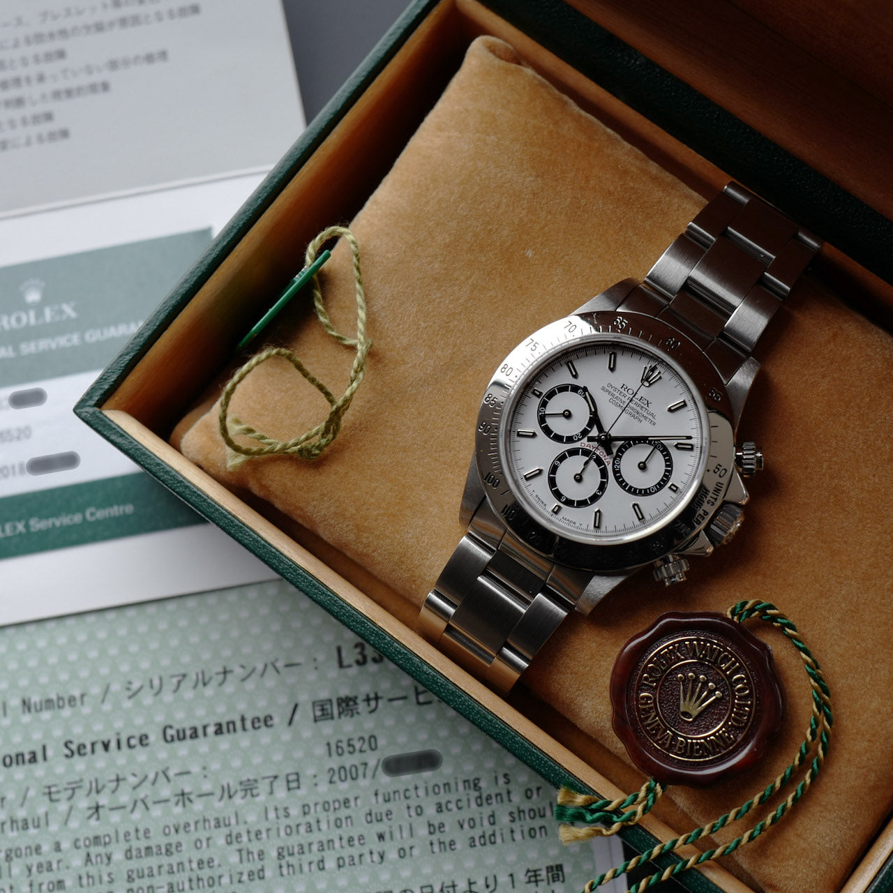 ロレックスデイトナ16520/Mk2,4ライン/逆6シングルバックル/OH証明書/ROLEX DAYTONA Ref.16520L "4 Line Dial" 200タキ 1989y
