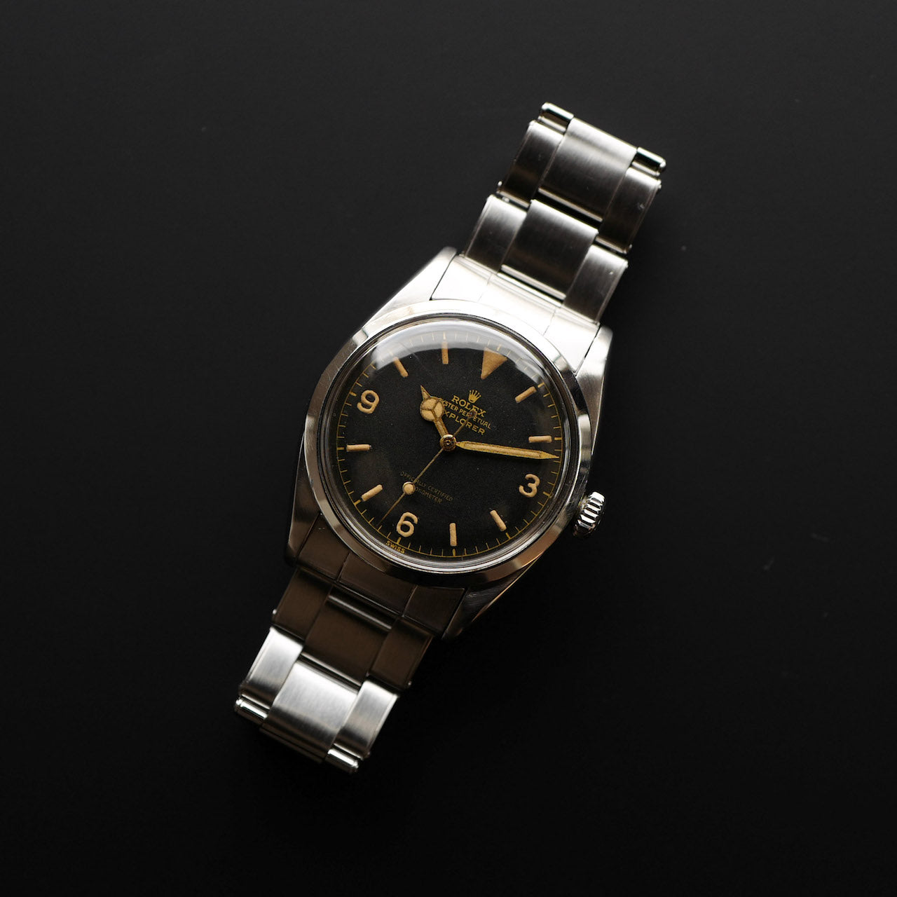 ロレックス/エクスプローラー1グロッシーダイヤル6610/ミニッツサークル/ROLEX EXPLORER 1 Ref.6610 "Gilt Dial" 1957y