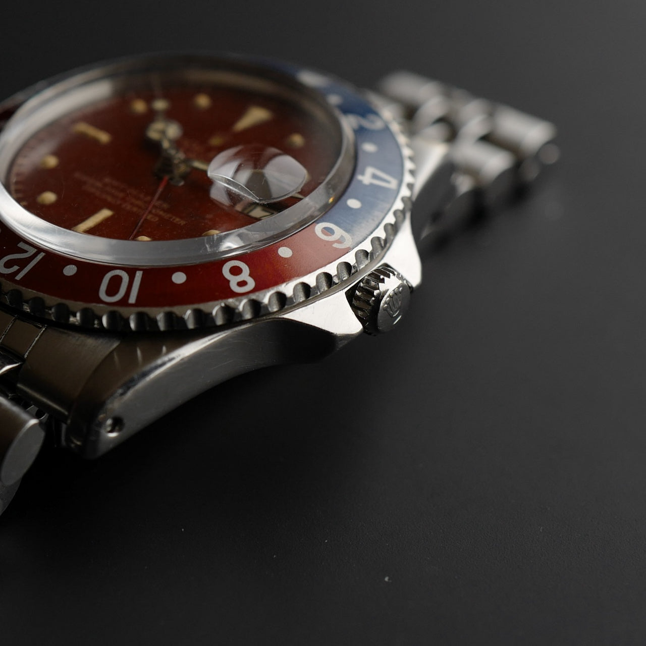 ロレックス/GMT-マスターPCG1675マーク1/レッド・トロピカル/ROLEX GMT-MASTER Ref.1675 PCG Mk1 Dial "RED TROPICAL" 1960y