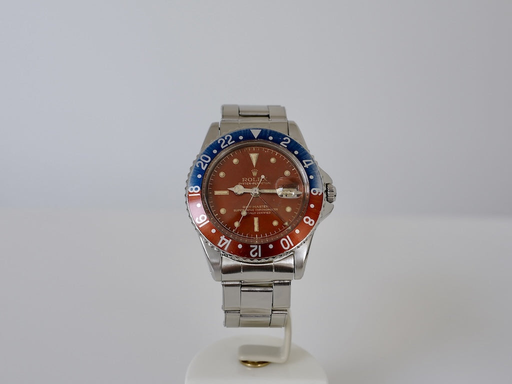 ロレックス/GMT-マスターPCG1675マーク1/レッド・トロピカル/ROLEX GMT-MASTER Ref.1675 PCG Mk1 Dial "RED TROPICAL" 1960y