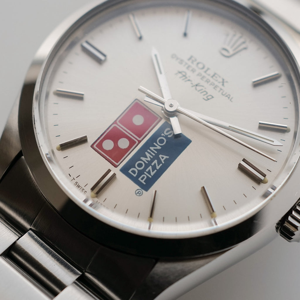 ロレックス/エアキング5500ドミノピザR番/Wネーム/ROLEX AIR-KING Ref.5500 R "DOMINO'S" Silver Dial 1988y