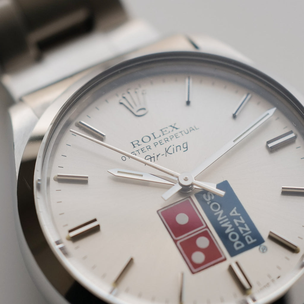 ロレックス/エアキング5500ドミノピザR番/Wネーム/ROLEX AIR-KING Ref.5500 R "DOMINO'S" Silver Dial 1988y