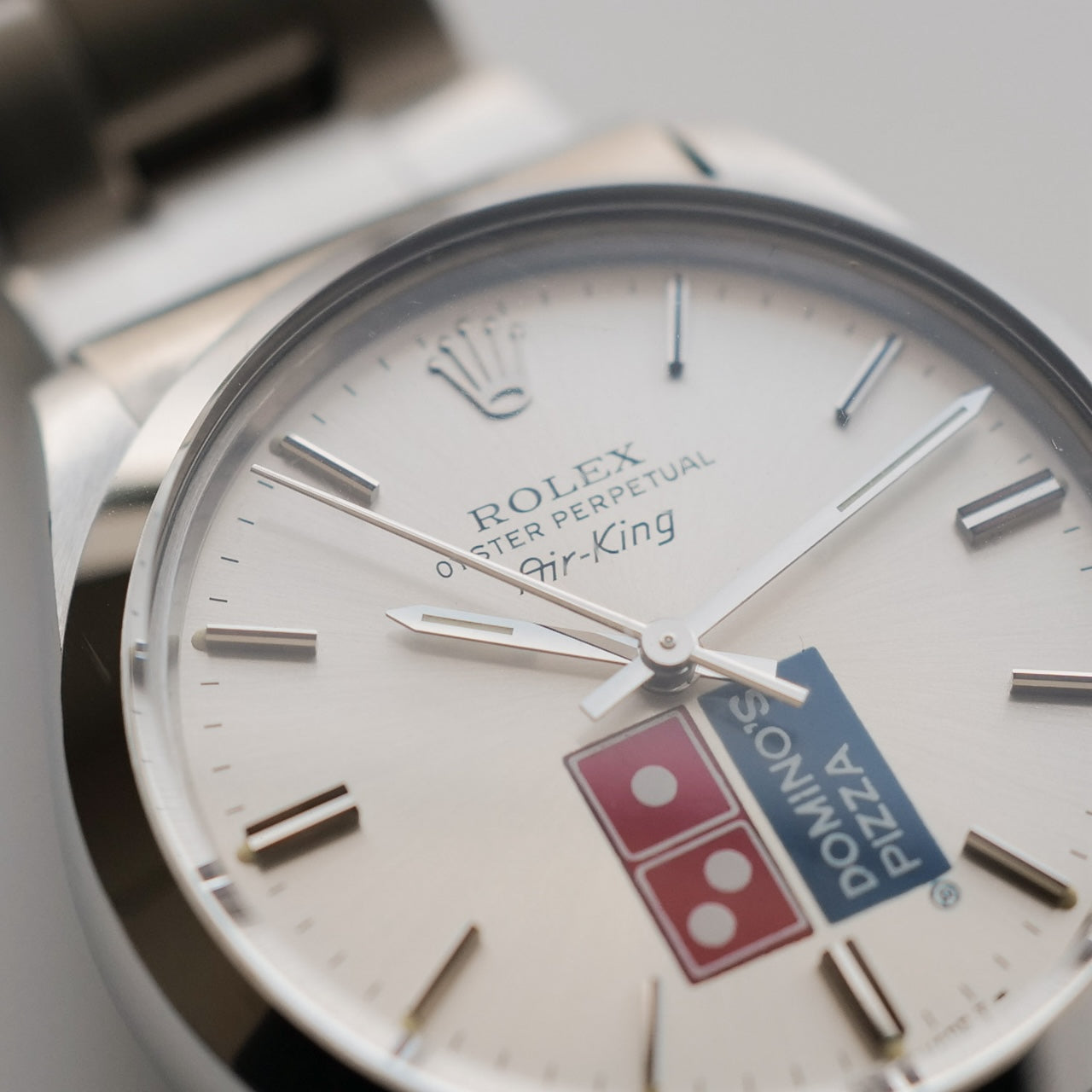 ロレックス/エアキング5500ドミノピザR番/Wネーム/ROLEX AIR-KING Ref.5500 R "DOMINO'S" Silver Dial 1988y