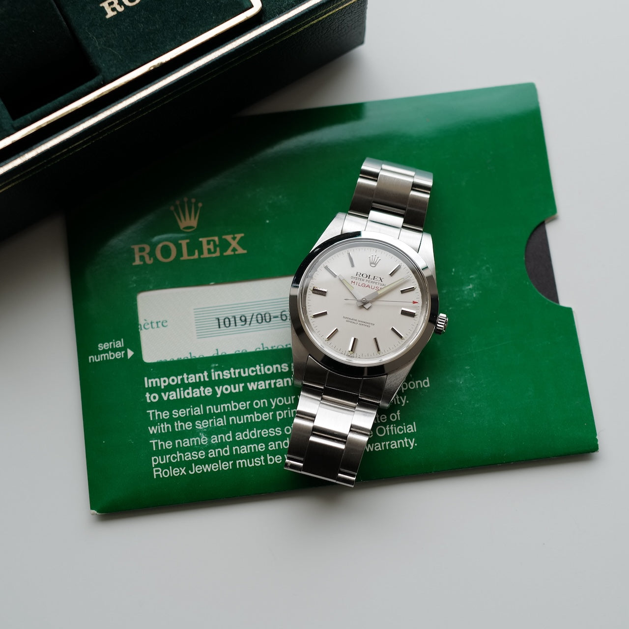 ロレックス/ミルガウス1019/後期モデル/カナダギャラ/ROLEX MILGAUSS Ref.1019 "Silver Dial" 1980y CANADA Guarantee