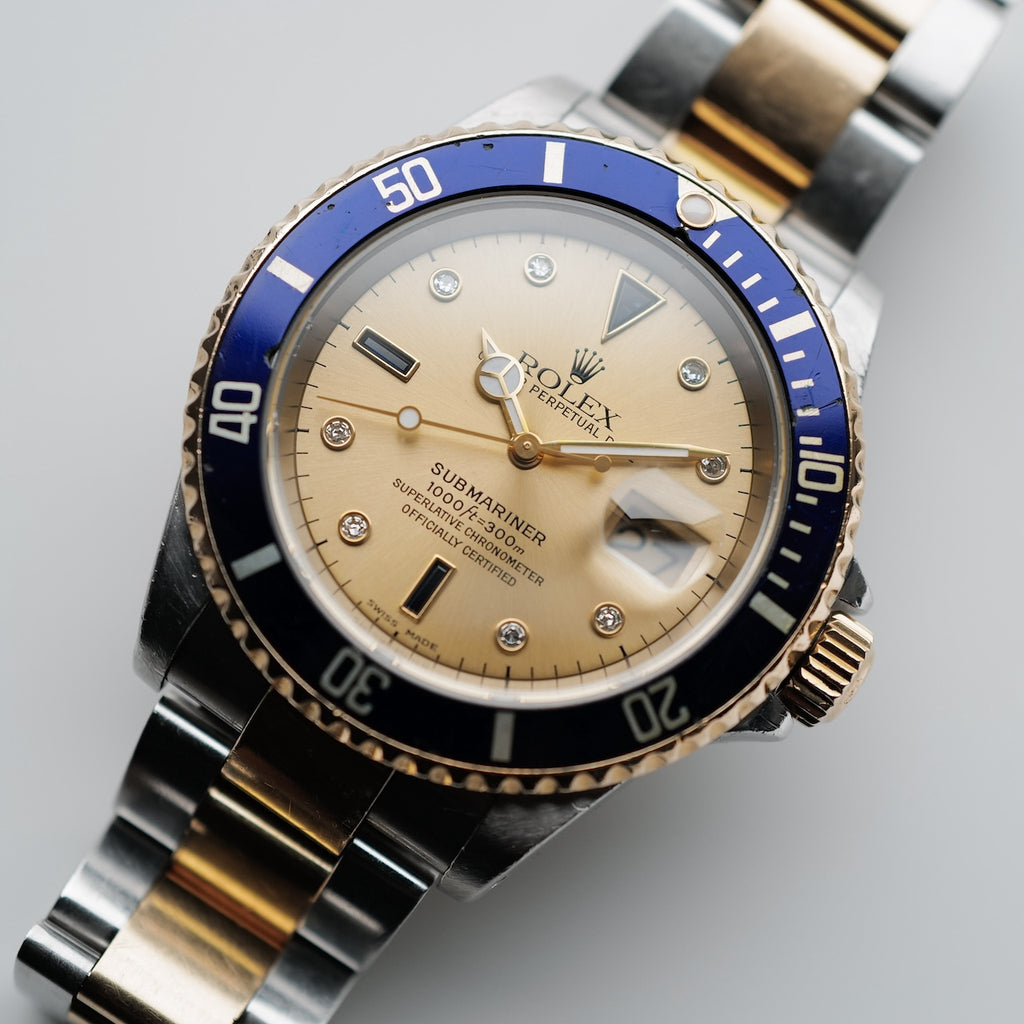 ロレックス/サブマリーナデイト16613SG保証書付き8Pダイヤ/3Pサファイア/ROLEX SUBMARINER DATE Ref.16613SG P 18KYG 2000y