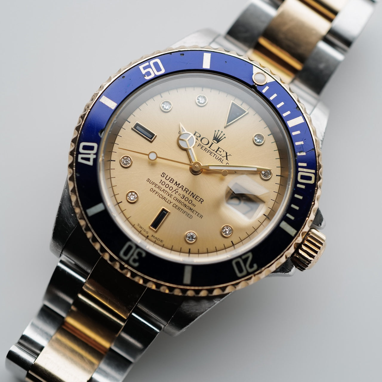 ロレックス/サブマリーナデイト16613SG保証書付き8Pダイヤ/3Pサファイア/ROLEX SUBMARINER DATE Ref.16613SG P 18KYG 2000y