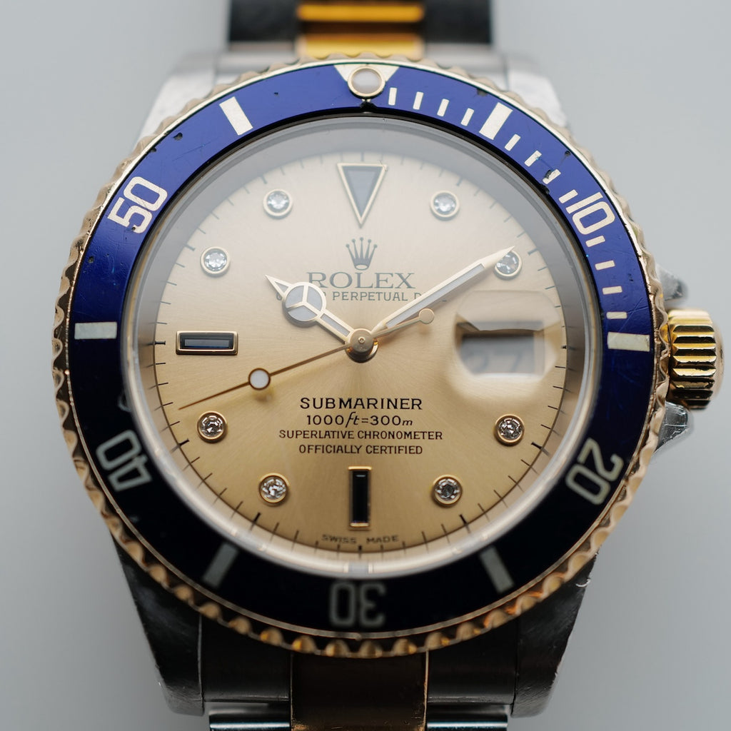 ロレックス/サブマリーナデイト16613SG保証書付き8Pダイヤ/3Pサファイア/ROLEX SUBMARINER DATE Ref.16613SG P 18KYG 2000y