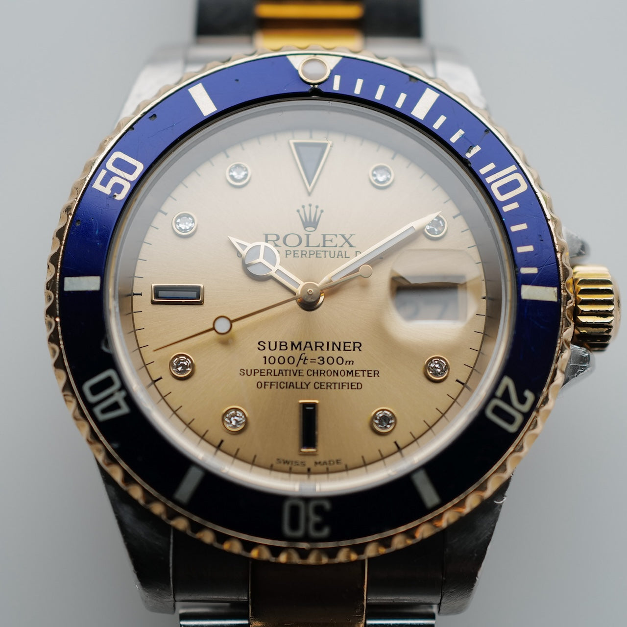 ロレックス/サブマリーナデイト16613SG保証書付き8Pダイヤ/3Pサファイア/ROLEX SUBMARINER DATE Ref.16613SG P 18KYG 2000y